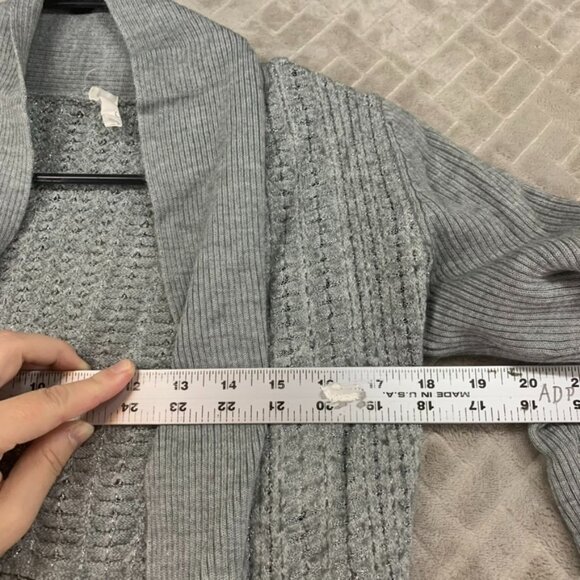 Jones New York Womens Small Cardigan Sweater Sparkly Gray Wool Blend Open Front - Picture 8 of 11